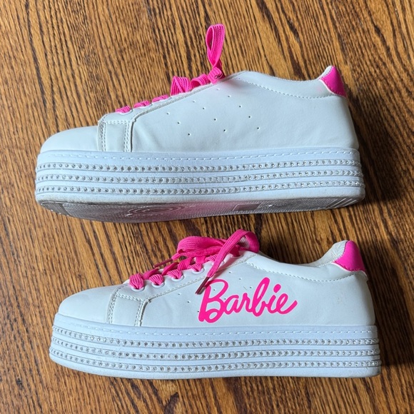 Barbie Women’s 9 Pink and White Sneakers with Rhinestones - Picture 4 of 7